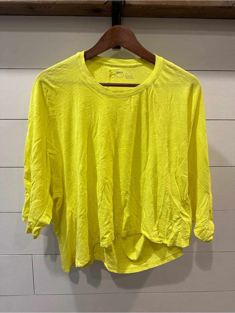 Aerie Women’s Lightweight Neon Yellow Long-Sleeve Tee- size Small